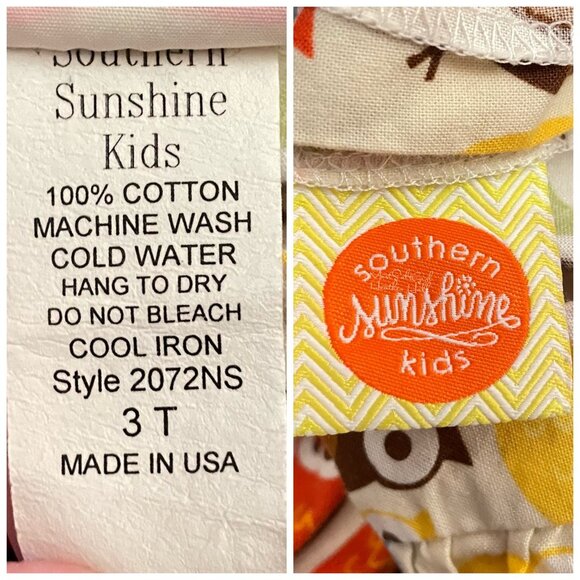 Soutern Sunshine Kids Owls Ruffle Cotton Dress 3T - Picture 7 of 7